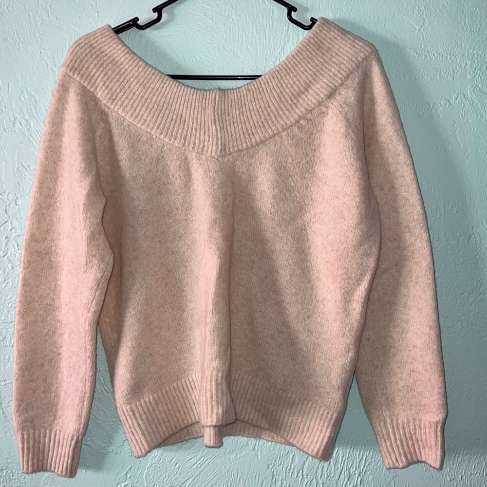 H&M, off shoulder sweater, cream color, medium